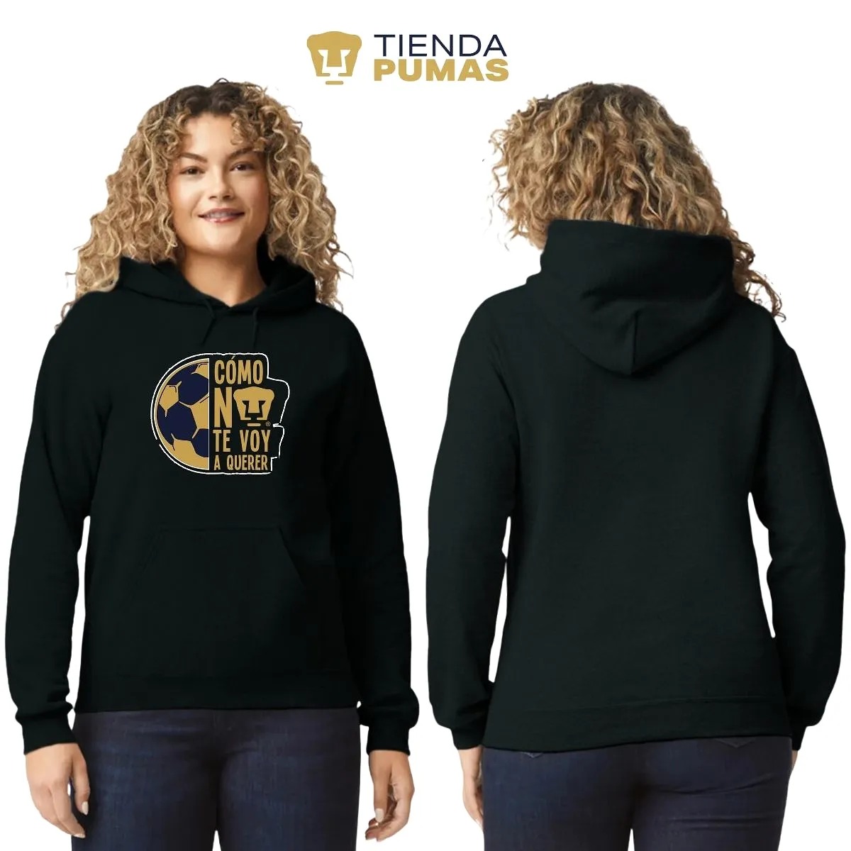 Sudadera Mujer Hoodie Pumas UNAM Medio Balón