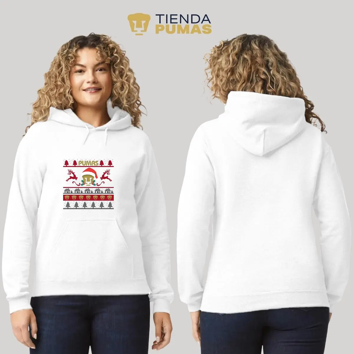 Sudadera Mujer Hoodie  Pumas UNAM Navidad Renos 1