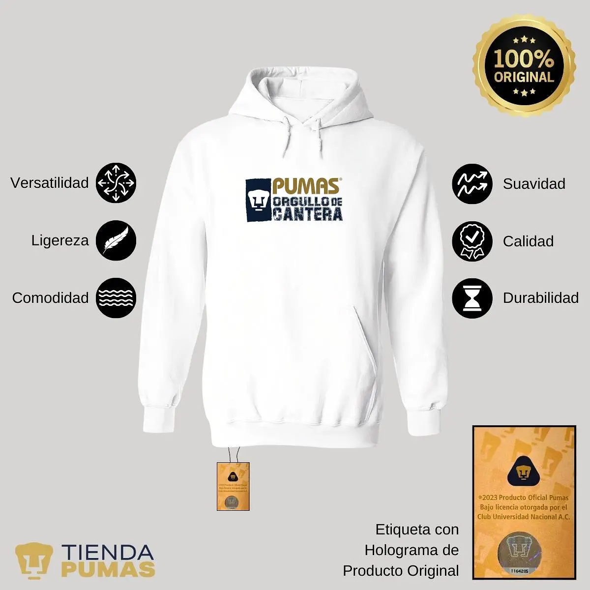 Sudadera Mujer Hoodie  Pumas UNAM Orgullo de cantera