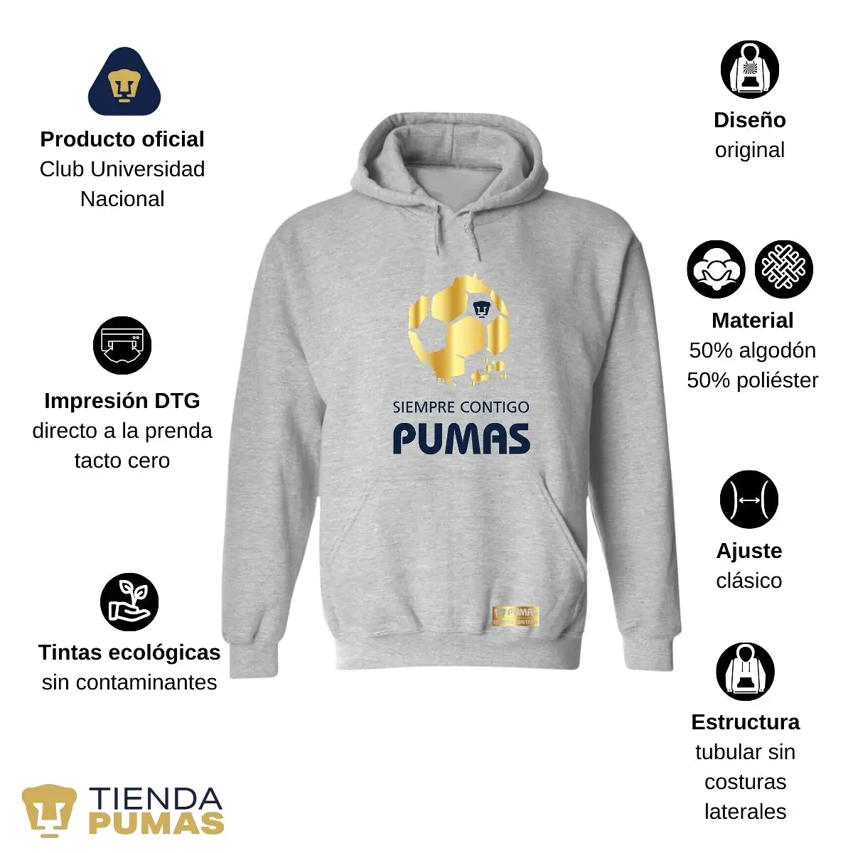 Sudadera para Hombre Hoodie Pumas UNAM Ed Limitada 2 Siempre contigo