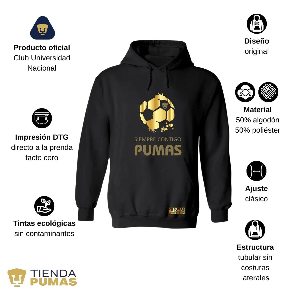 Sudadera para Hombre Hoodie Pumas UNAM Ed Limitada 2 Siempre contigo