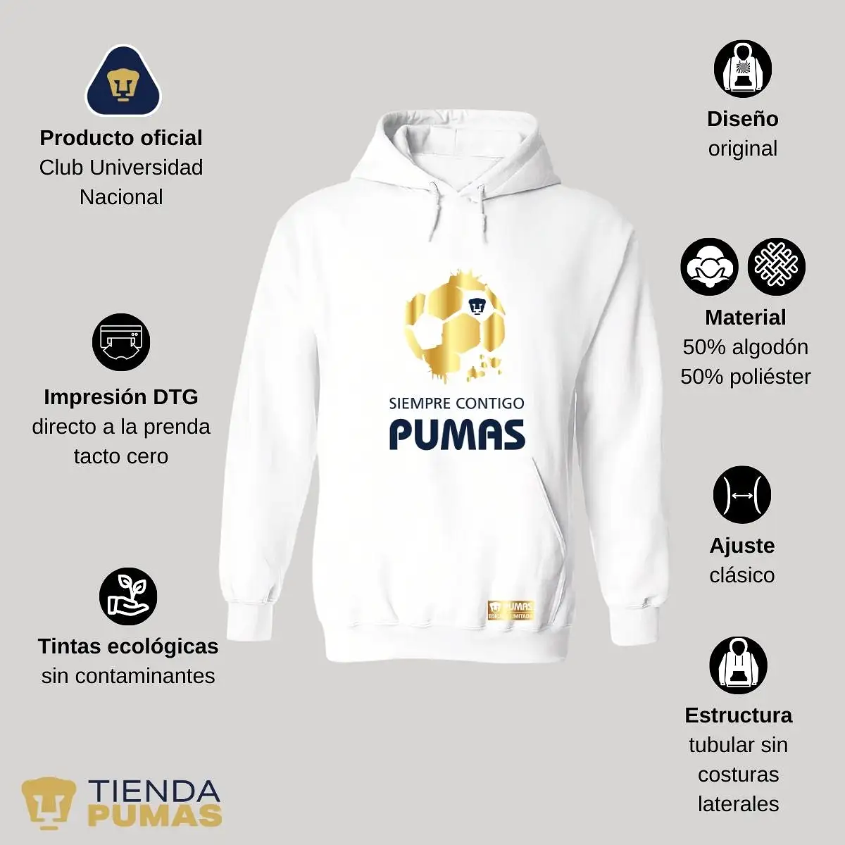 Sudadera para Hombre Hoodie Pumas UNAM Ed Limitada 2 Siempre contigo