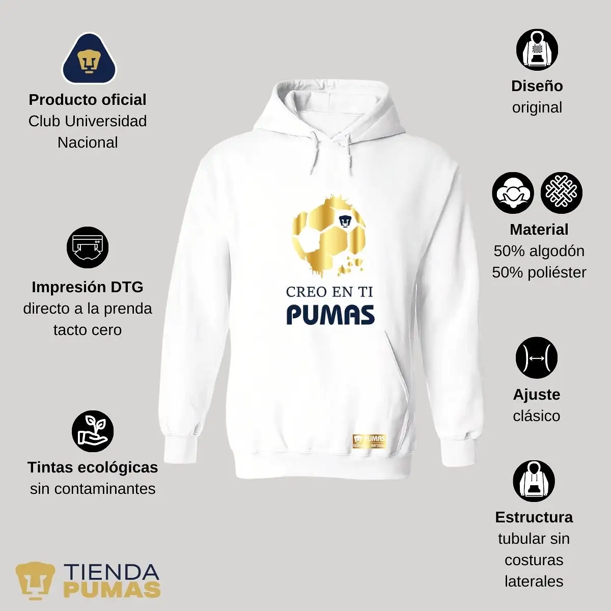 Sudadera para Mujer Hoodie Pumas UNAM Ed Limitada 2 Creo en ti