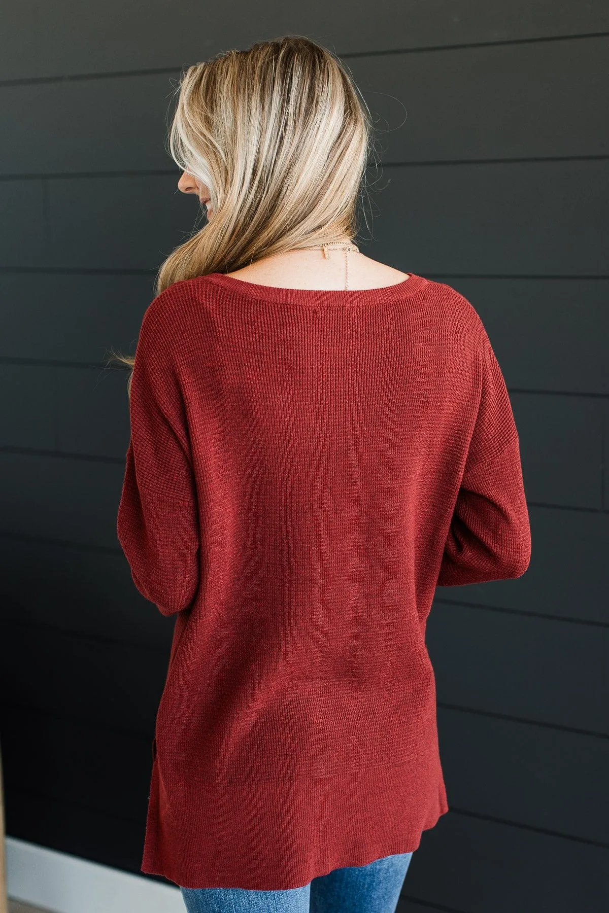 Time To Thrive Knit Sweater- Dark Rust