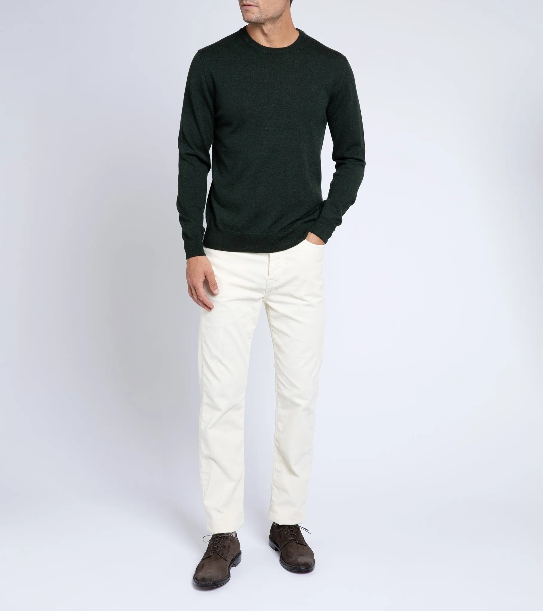 Trunk Harley Merino Crew Neck Sweater: Dark Olive