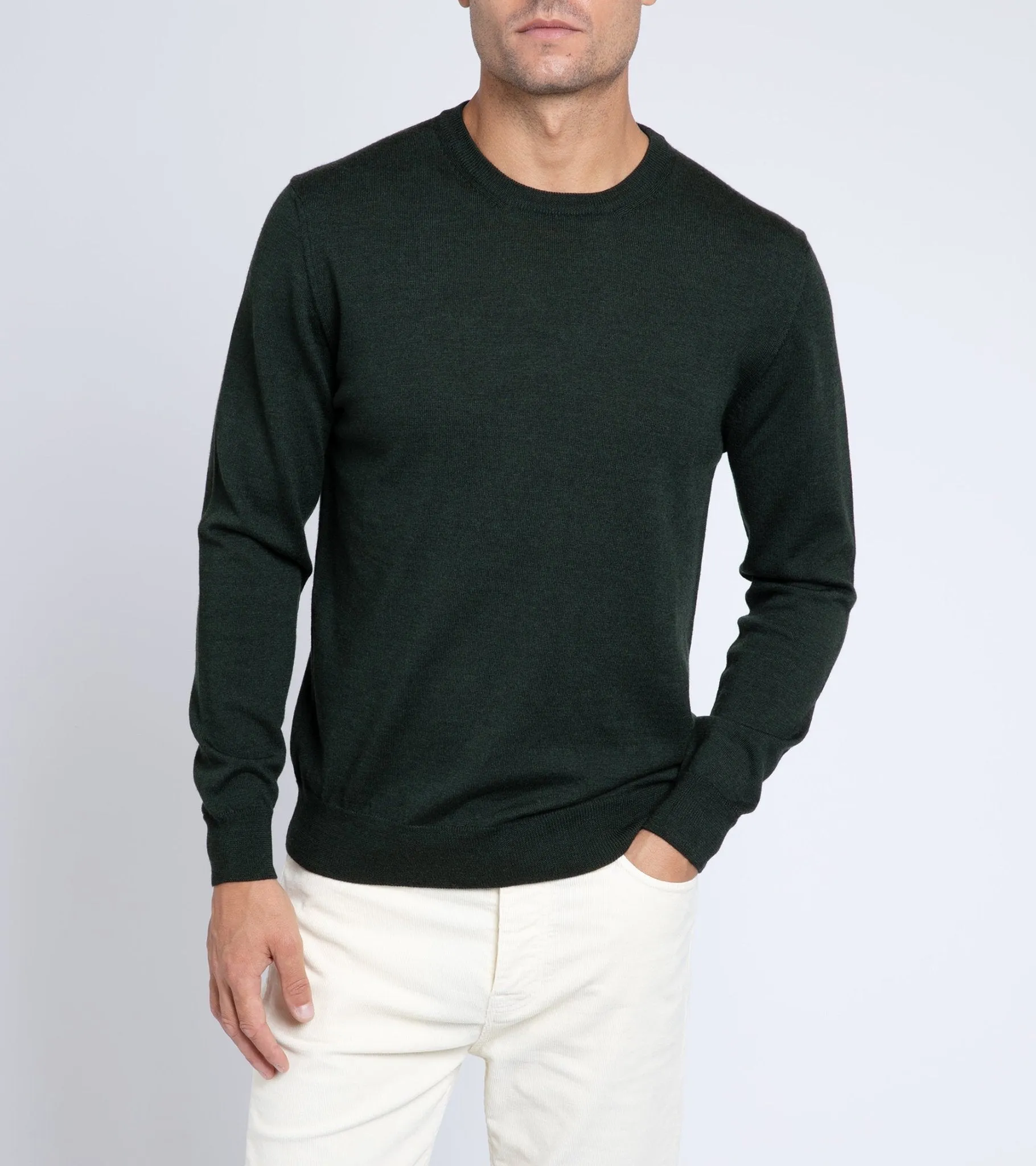 Trunk Harley Merino Crew Neck Sweater: Dark Olive