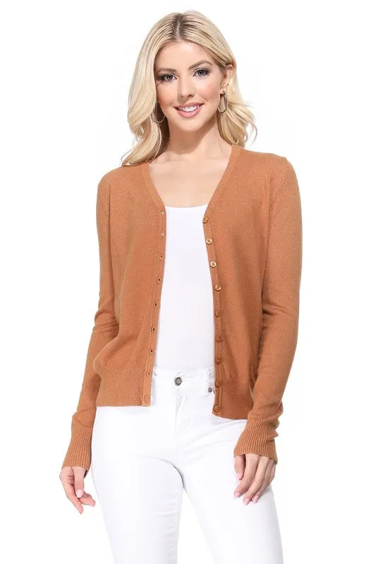 V-Neck Button Down Knit Cardigan Sweater