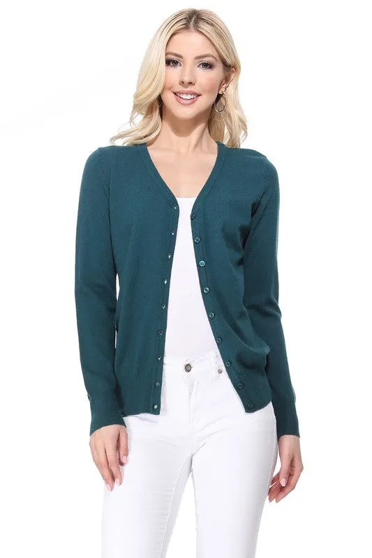 V-Neck Button Down Knit Cardigan Sweater