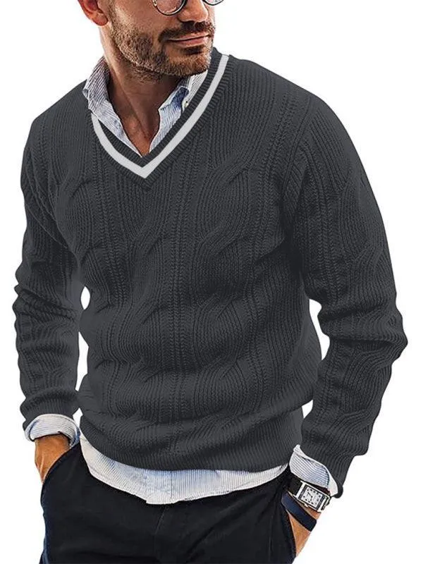 V-Neck Slim Fit Men Pullover Sweater