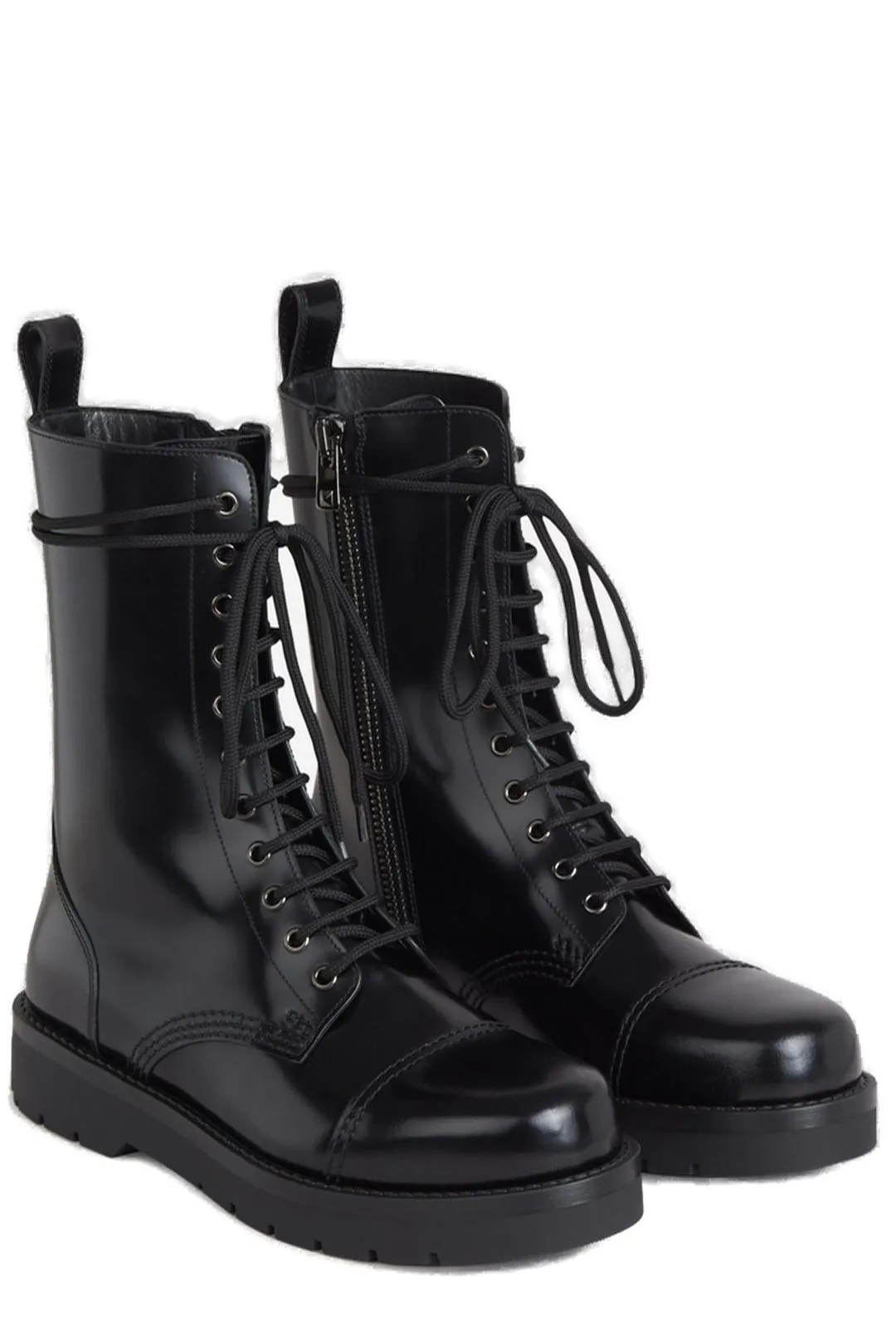 Valentino Round Toe Lace-Up Boots