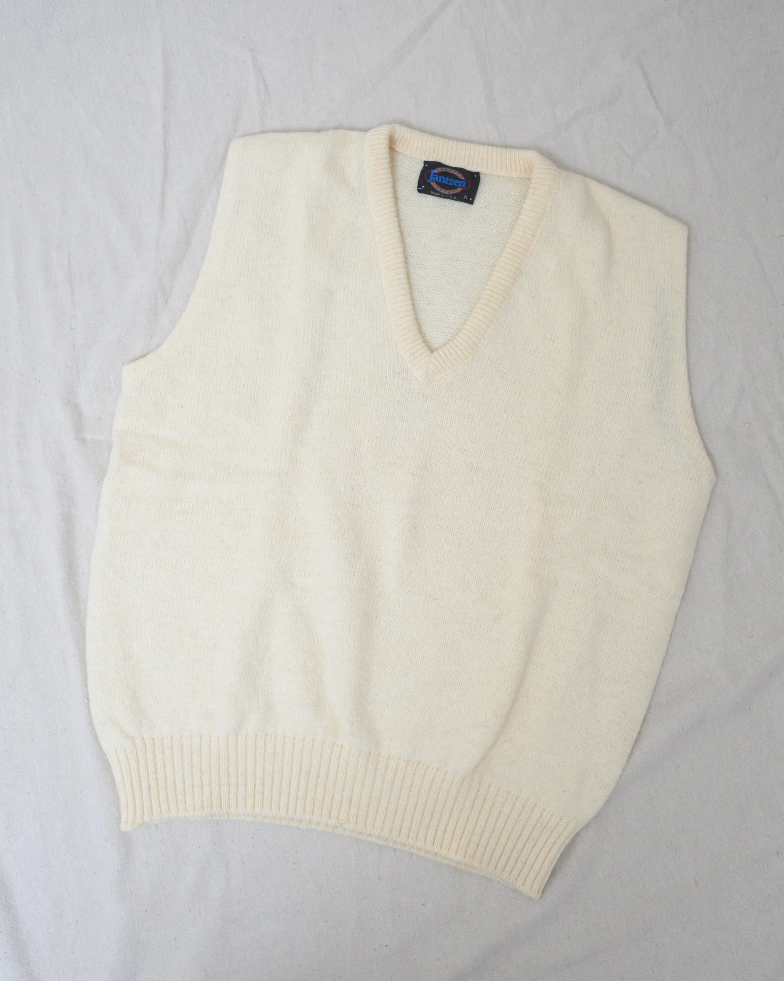 Vintage Cream Oversized Wool Sweater Vest (S-L)