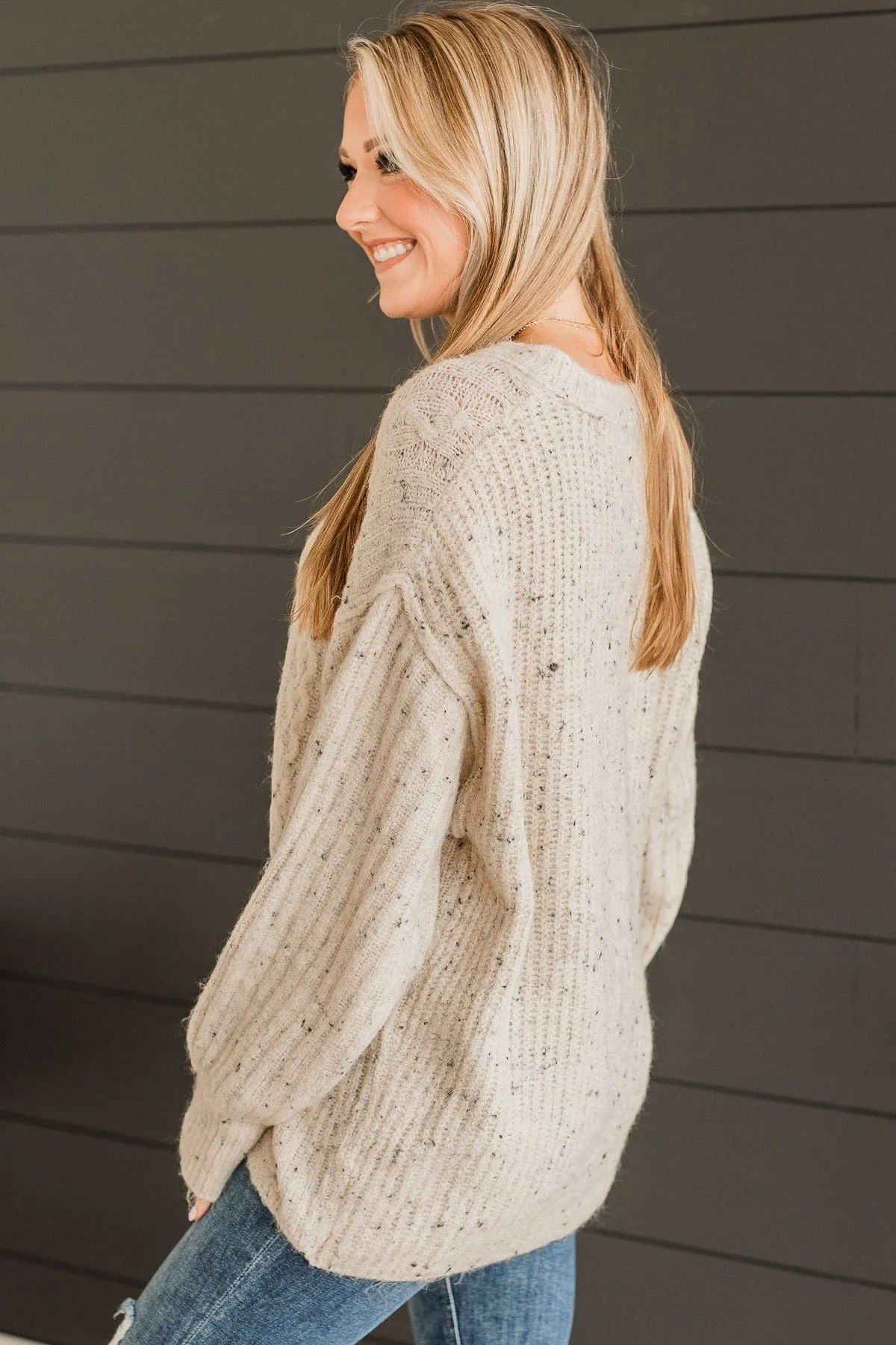 Warmly Yours Sprinkle Knit Sweater- Light Taupe