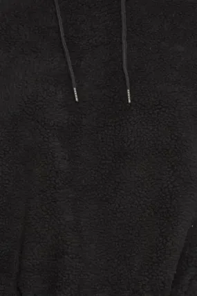 YOURS Curve Black Teddy Cropped Fleece Hoodie